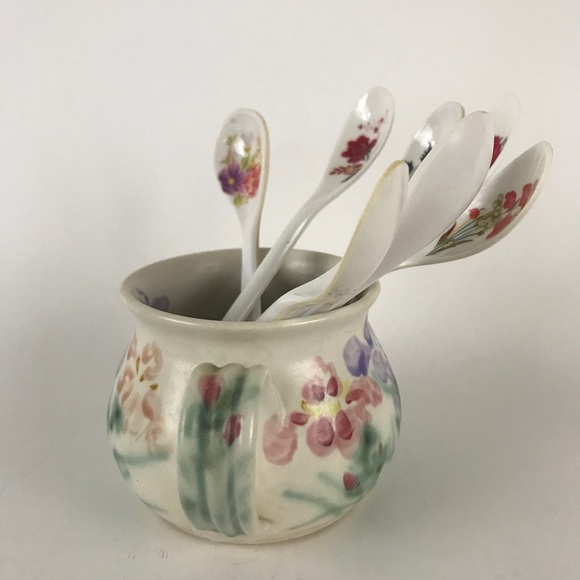 Tea Coffee Spoons and Cup Floral - Picture 2 of 8
